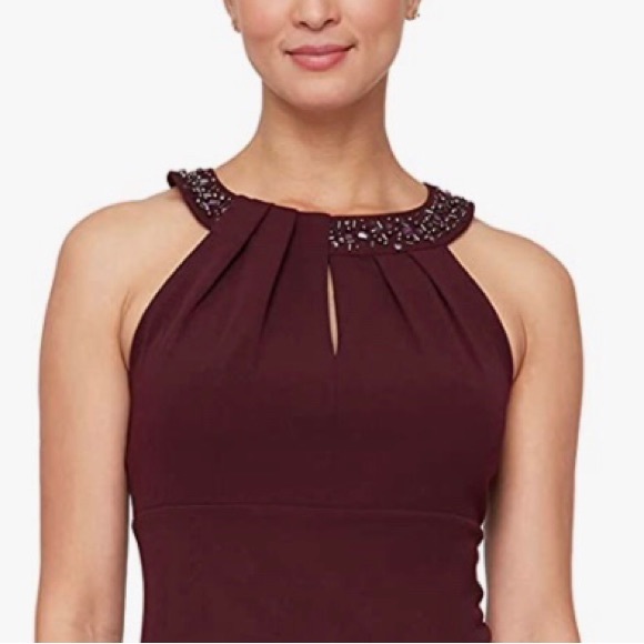 SLNY size 12 beaded halter neck sheath dress - Picture 4 of 16